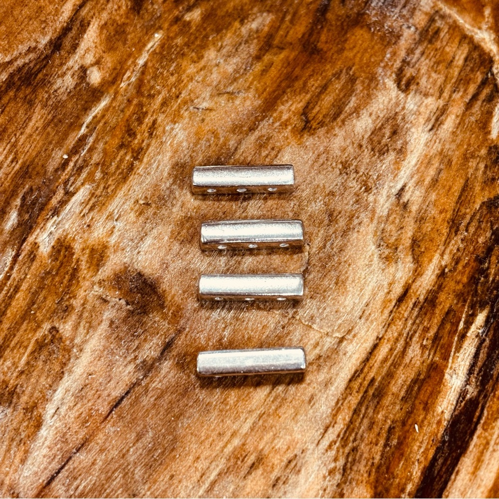 4-Sterling Silver Spacer Bars. 3-Strand Smooth - Rectangular 16x3.5mm